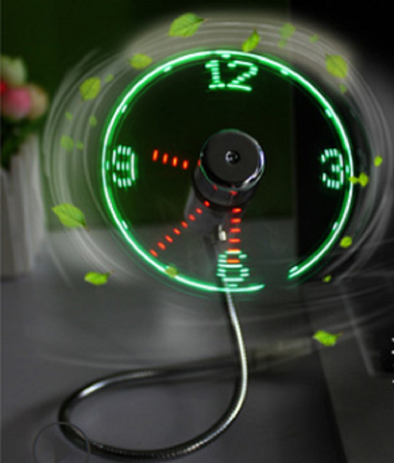USB LED Clock Fan – Adjustable Mini Desktop Fan with Time Display & Night Light