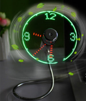 USB LED Clock Fan – Adjustable Mini Desktop Fan with Time Display & Night Light