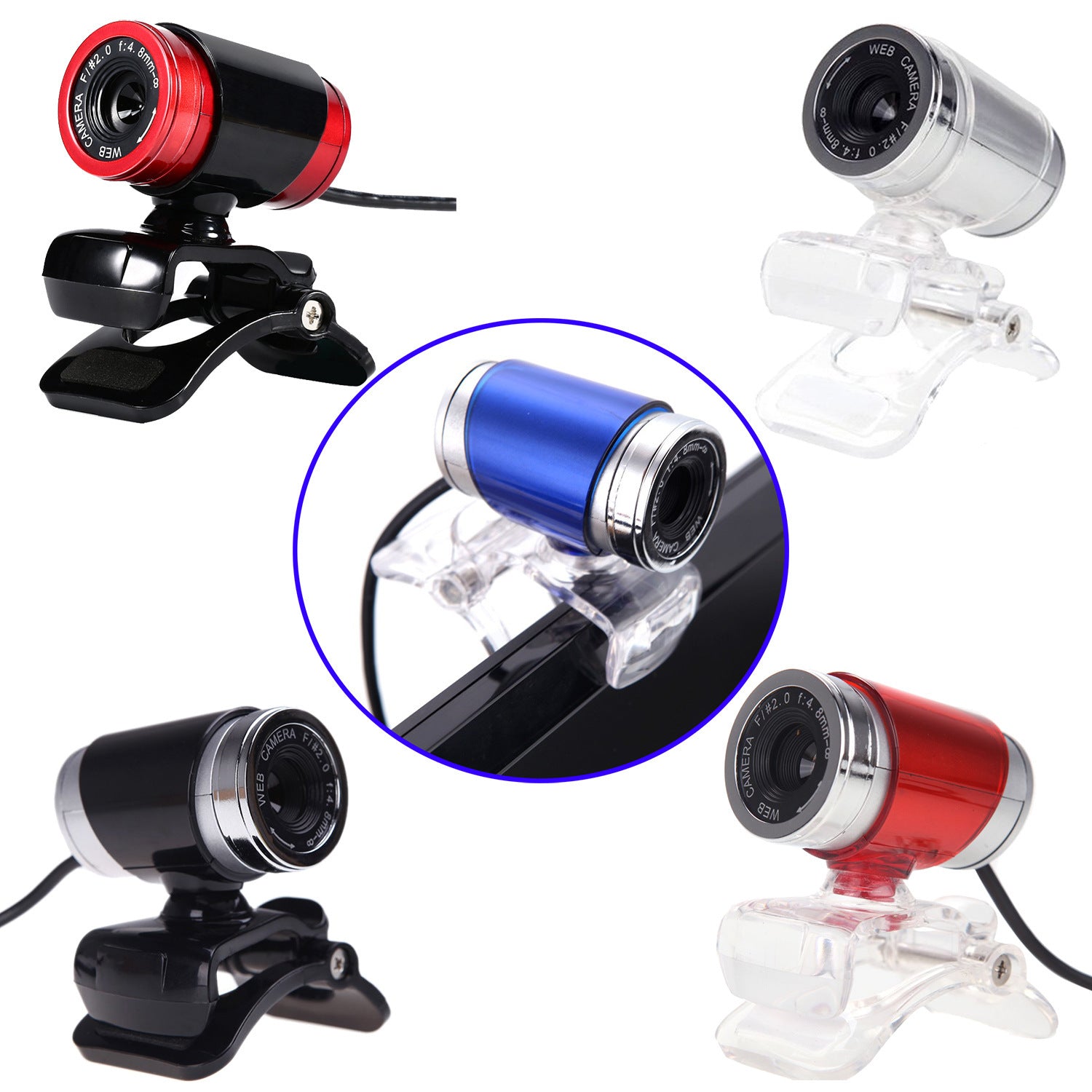 480P HD USB Webcam – 12MP CMOS Camera with Glass Lens & 30FPS Video