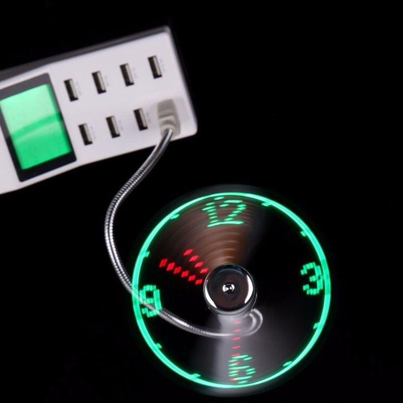 USB LED Clock Fan – Adjustable Mini Desktop Fan with Time Display & Night Light