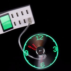 USB LED Clock Fan – Adjustable Mini Desktop Fan with Time Display & Night Light